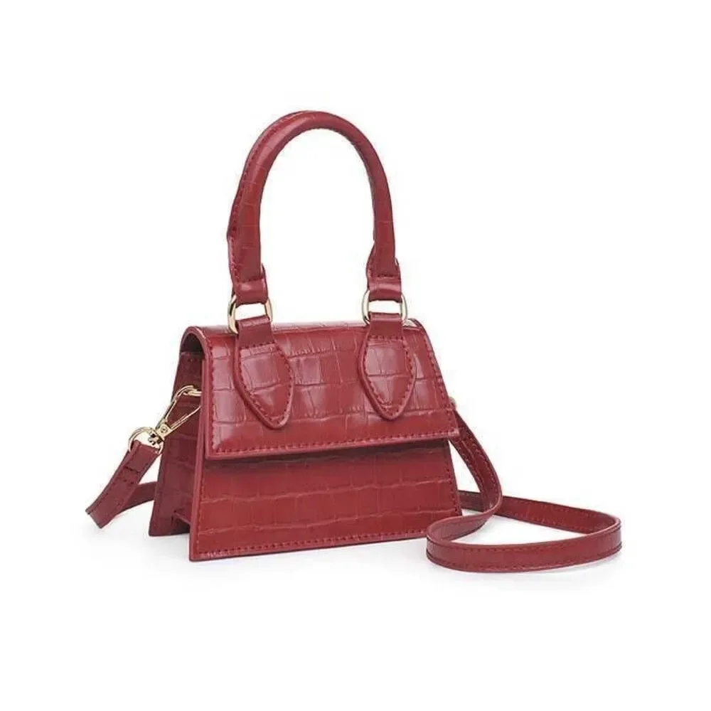 Mini Croc Retro Classic Clutch Crossbody Handbag with Zipper Closure